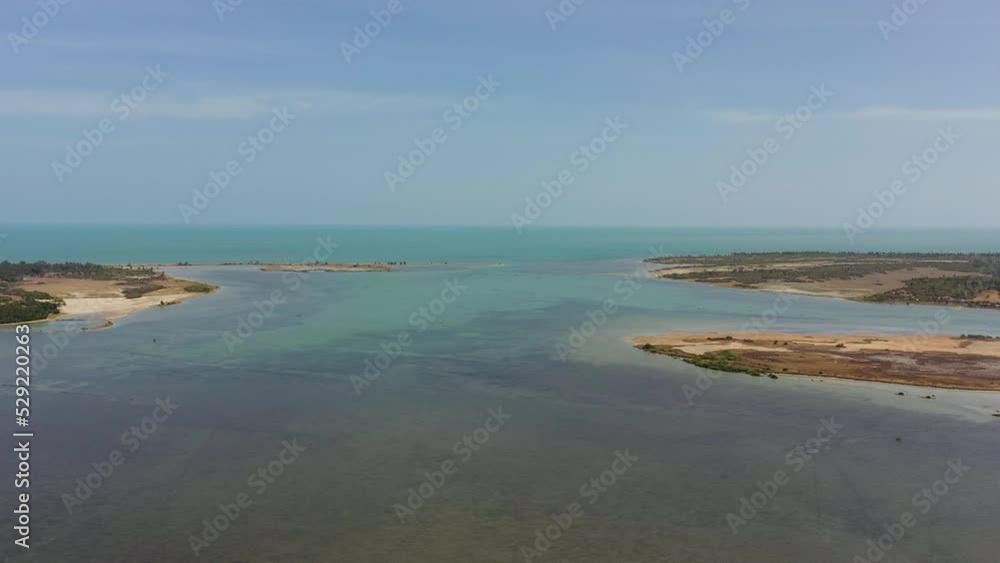 Aerial view of Tropical islands of the ocean against the blue sky. Jaffna, Sri Lanka. Aerial view of Tropical islands of the ocean against the blue sky. Jaffna, Sri Lanka.