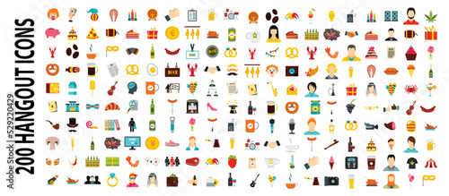 200 hangout firm icons set in flat style for any design vector illustration