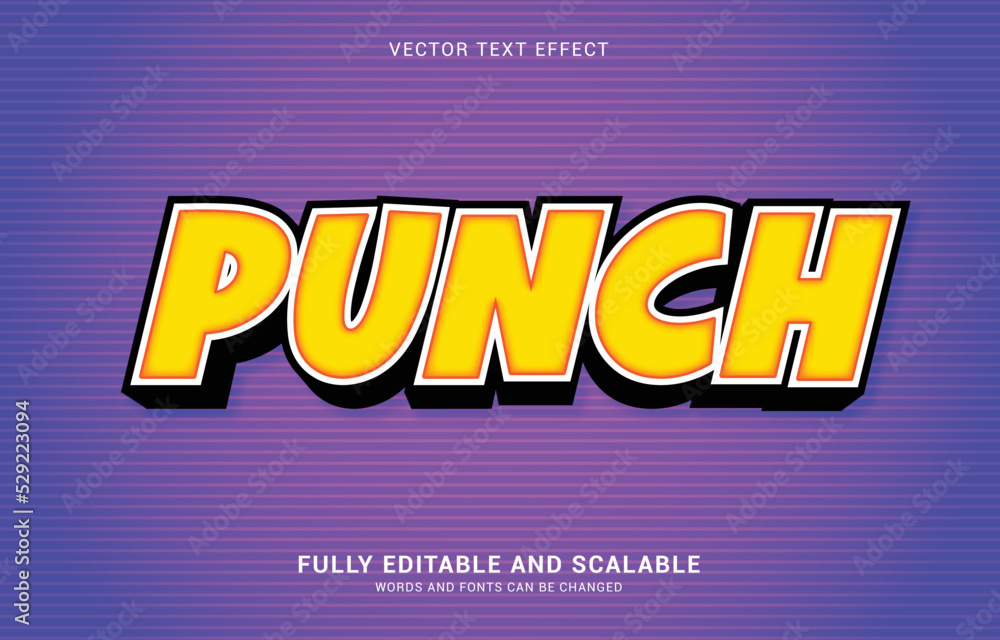 editable text effect, Punch style