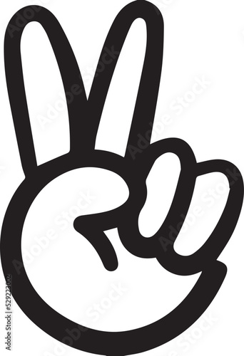 Peace sign. Victory sign. Hand gesture The V symbol of peace. Korean finger symbol for victory. Vector illustration on white background - hand drawn  sketch and doodle style