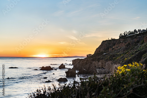 Sunset by the ocean at El Matador Beach.Malibu, California