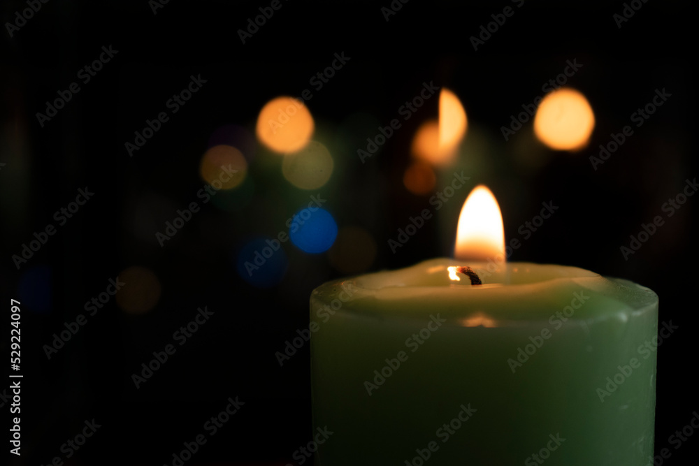 Christmas decoration with candles and Christmas lights Christmas decoration with candles and Christmas lights