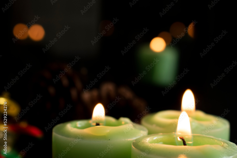 Christmas decoration with candles and Christmas lights Christmas decoration with candles and Christmas lights