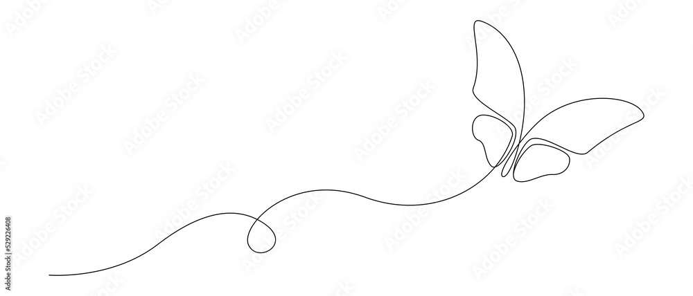 Butterfly in One continuous line drawing. Beautiful flying moth for wellbeing beauty or spa salon logo and divider concept in simple linear style. Editable stroke. Doodle vector illustration Butterfly in One continuous line drawing. Beautiful flying moth for wellbeing beauty or spa salon logo and divider concept in simple linear style. Editable stroke. Doodle vector illustration