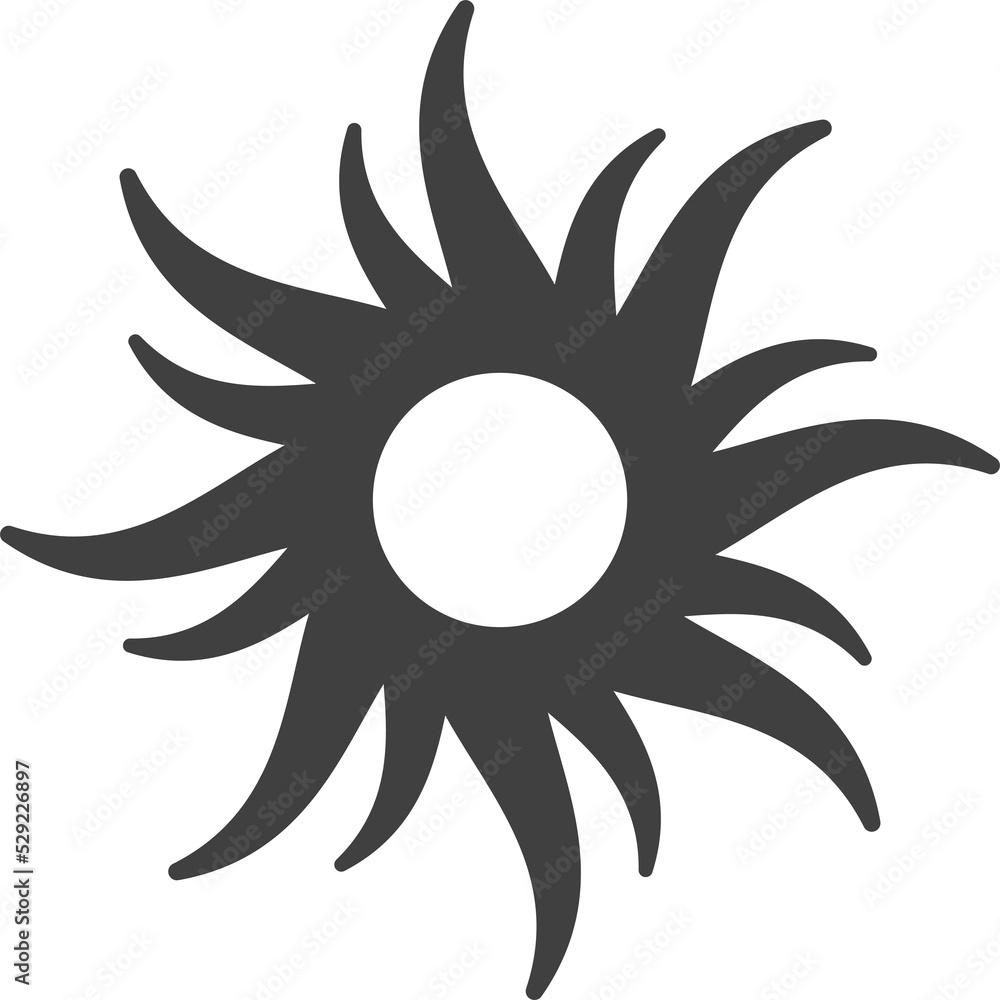 Tribal flaming sun stencil Outline illustration Tribal flaming sun stencil Outline illustration