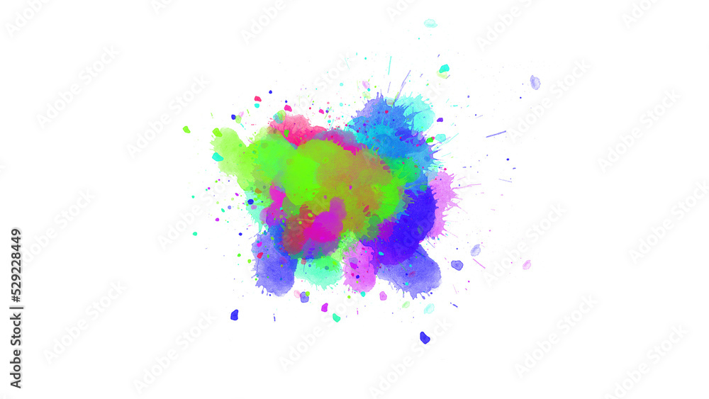 Fototapeta premium watercolor paint brush stroke. ink splash transition. Abstract inkblot, splat, fluid art, overlay, alpha matte composition, spread on a white paper background. ink transition splatter blot spreading.