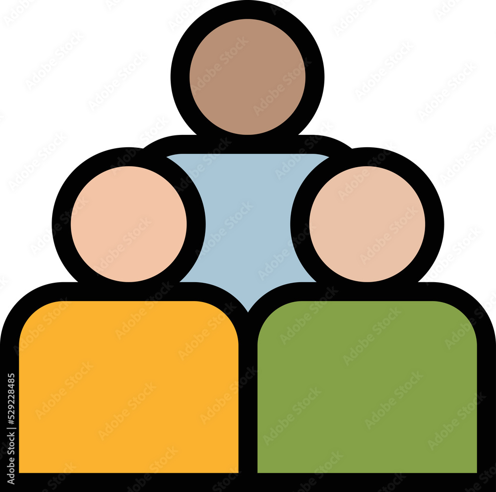 three people audience group icon with different skin tones and clothes three people audience group icon with different skin tones and clothes