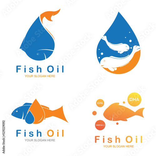 Fish oil logo vector illustration template