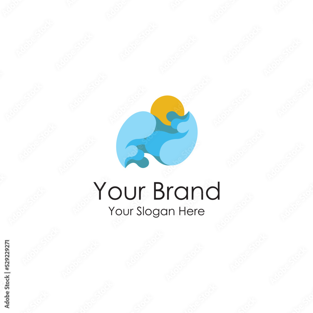 simple wave water iconic blue logo premium simple wave water iconic blue logo premium