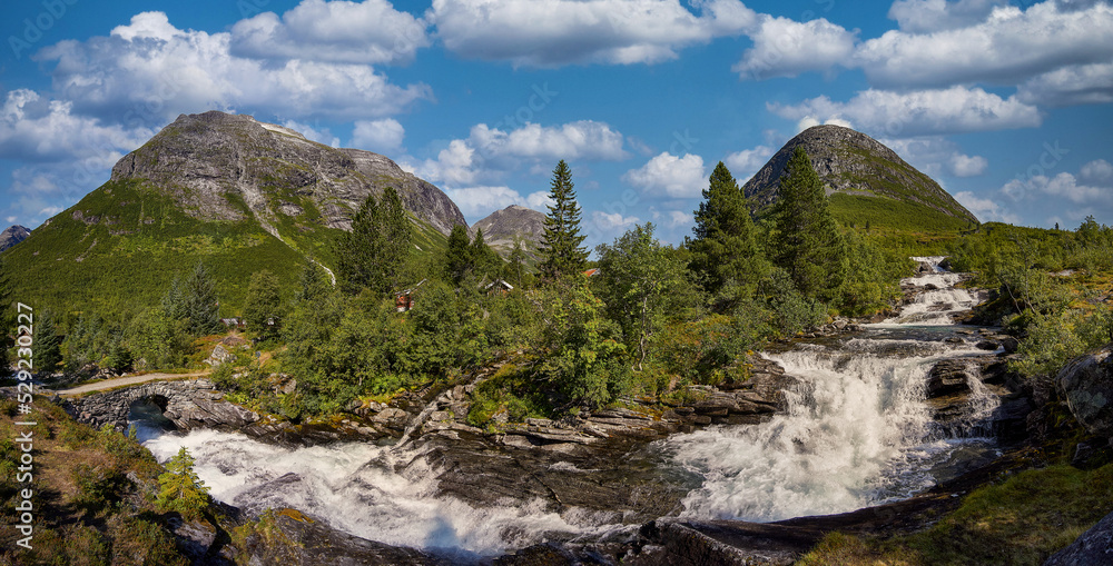 Trollstigen mountain road & Øvstestølbrua, Rauma, Møre og Romsdal, Norway. Trollstigen mountain road & Øvstestølbrua, Rauma, Møre og Romsdal, Norway.