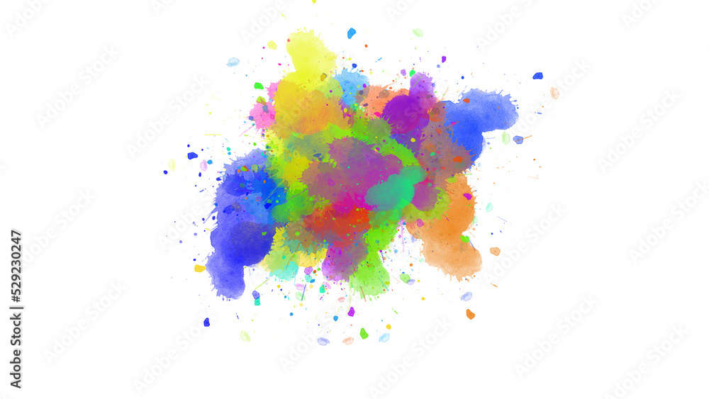 Fototapeta premium Brushstroke. Grunge brushes. Strokes of colorful paint. digitally created Hand-painted brush stroked abstract ink splash, blot, splat, brush stroke, overlay, alpha matte composition, spread.
