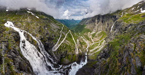 Trollstigen mountain road & Øvstestølbrua, Rauma, Møre og Romsdal, Norway.
