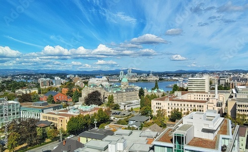 Vászonkép Panoramic view of Victoria city with Parliament Buildings in Victoria, BC, Canad