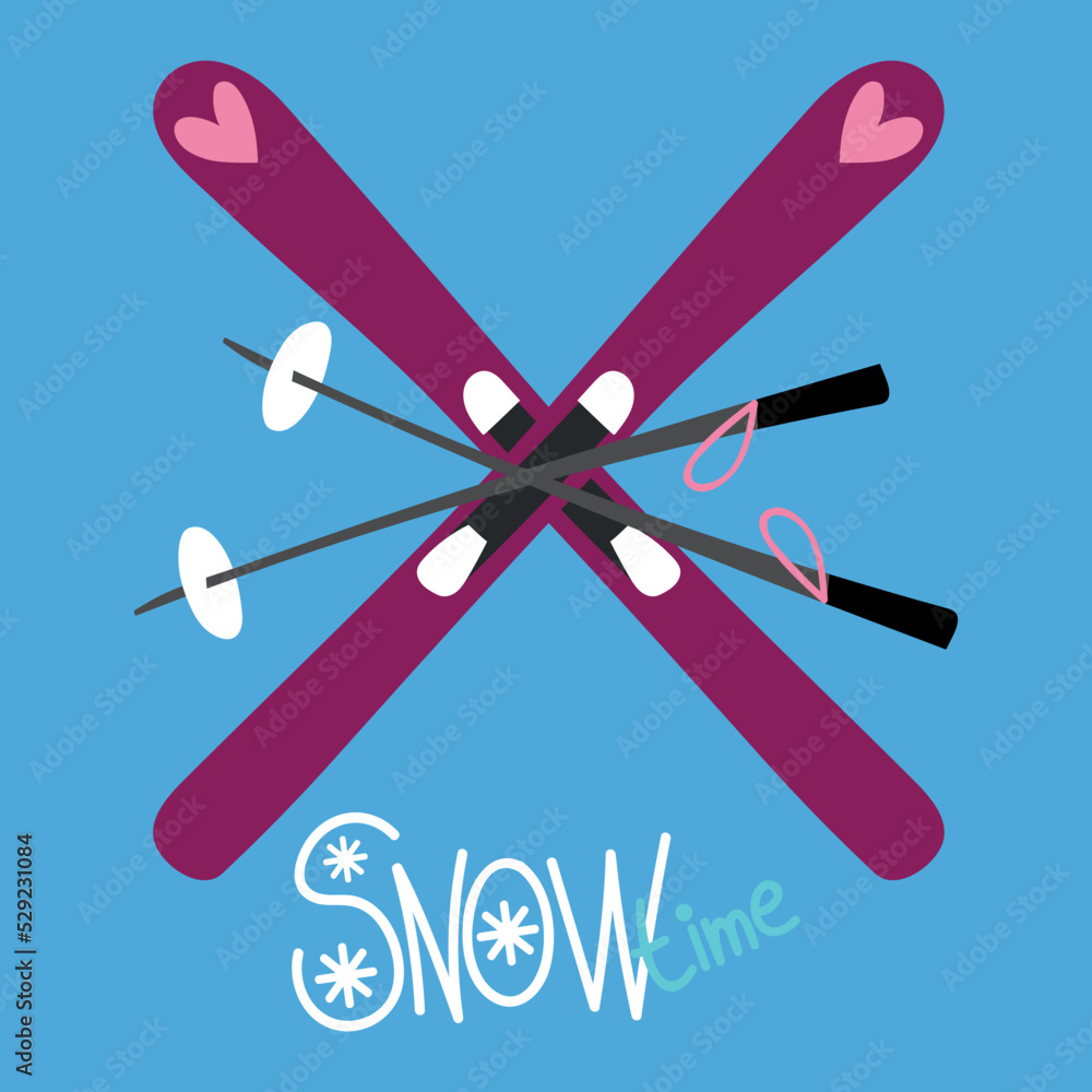 Crossed skis and ski poles, winter clipart Crossed skis and ski poles, winter clipart