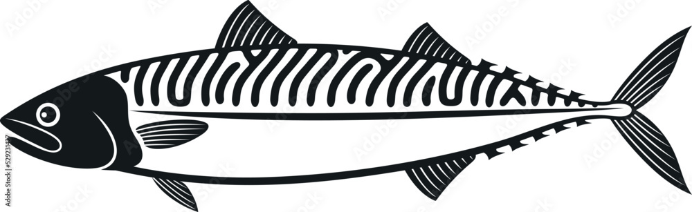 Mackerel logo. Isolated mackerel on white background Mackerel logo. Isolated mackerel on white background