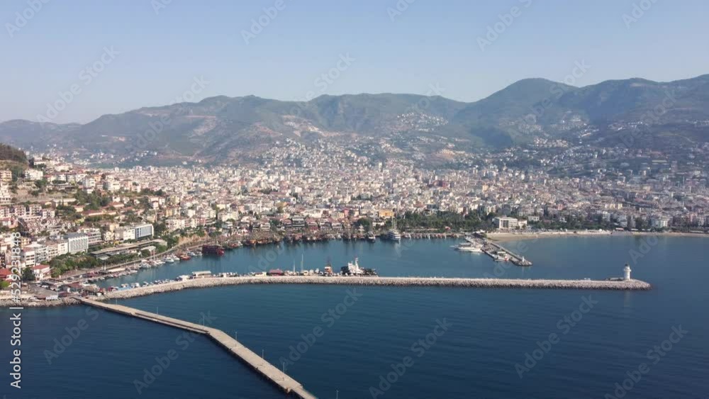 Landscape of seaport and ancient fortress in Alanya, Turkey Landscape of seaport and ancient fortress in Alanya, Turkey