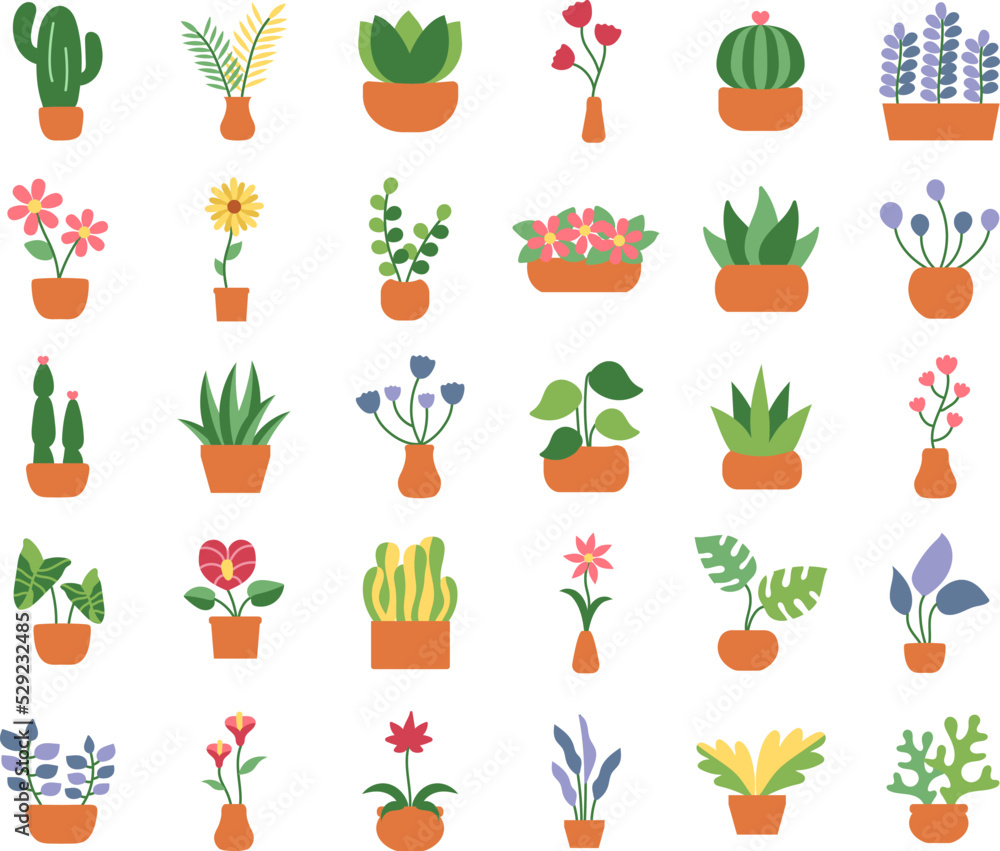Icon vector of flower and plant with flat style