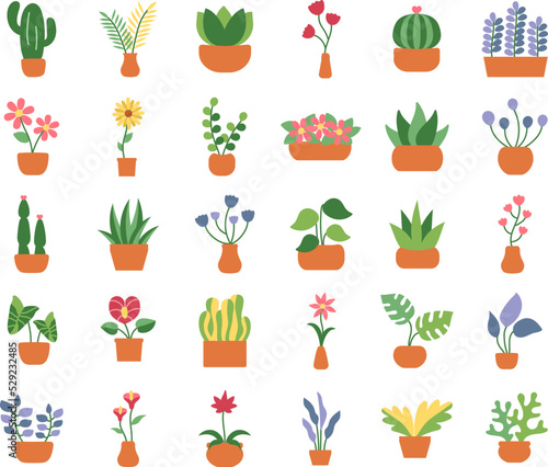 Icon vector of flower and plant with flat style