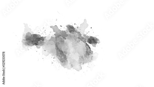 watercolor paint brush stroke. ink splash transition. Abstract inkblot, splat, fluid art, overlay, alpha matte composition, spread on a white paper background. ink transition splatter blot spreading.