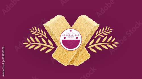 Illustration vector of oatmeal bars as organic snack bars product logo or packaging design template
