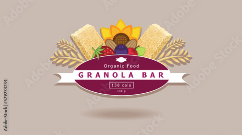 Illustration vector of oatmeal bars as organic snack bars product logo or packaging design template