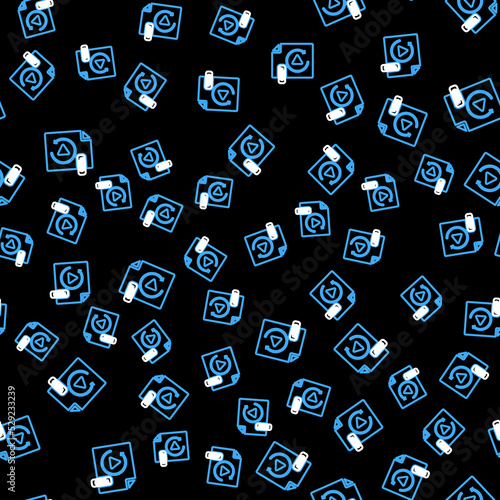 Line GIF file document. Download gif button icon isolated seamless pattern on black background. GIF file symbol. Vector