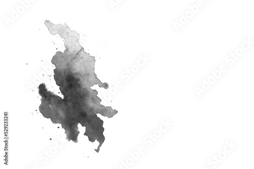 watercolor paint brush stroke. ink splash transition. Abstract inkblot, splat, fluid art, overlay, alpha matte composition, spread on a white paper background. ink transition splatter blot spreading.