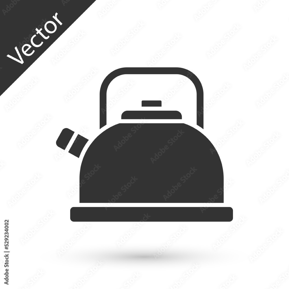 Grey Kettle with handle icon isolated on white background. Teapot icon. Vector Grey Kettle with handle icon isolated on white background. Teapot icon. Vector