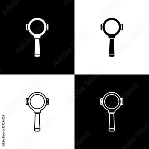 Set Coffee filter holder icon isolated on black and white background. Vector