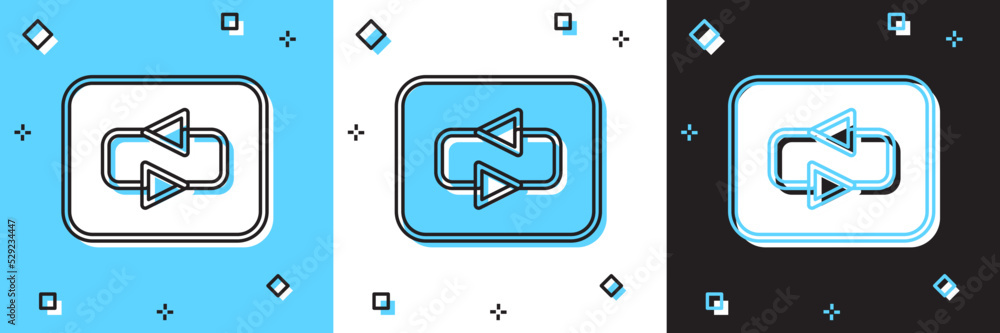 Set Repeat button icon isolated on blue and white, black background. Vector Set Repeat button icon isolated on blue and white, black background. Vector
