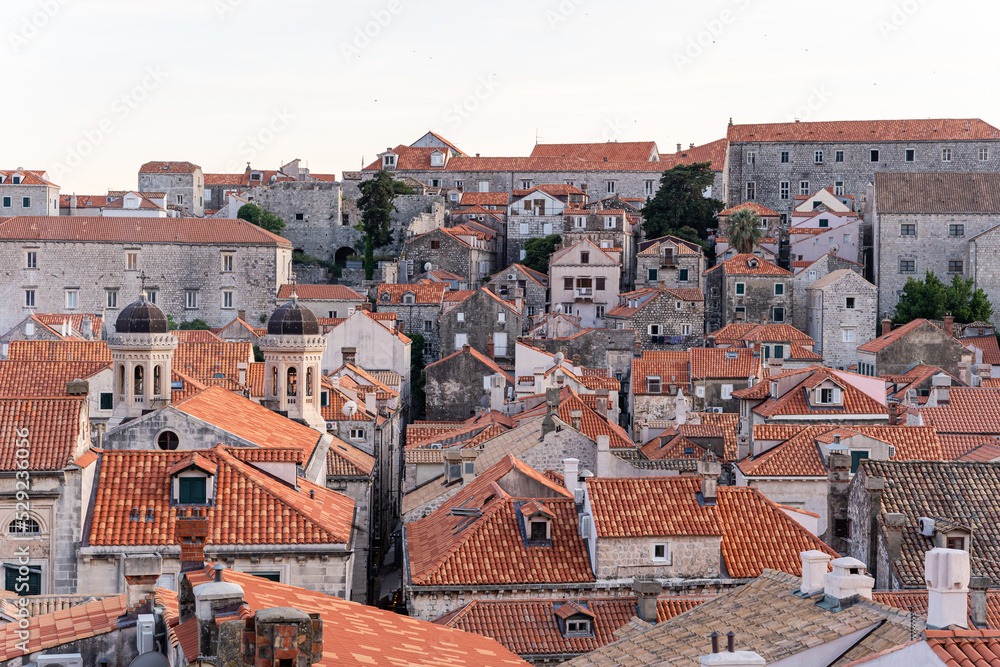 City view of Dubrovnik, Croatia, orange roofs in old town City view of Dubrovnik, Croatia, orange roofs in old town