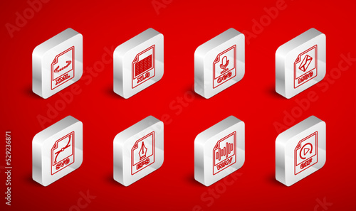 Set line GIF file document, XLS, OGG, MSG, WAV, XML, EPS and SVG icon. Vector