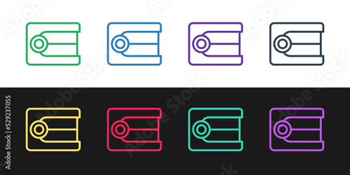 Set line Dentures model icon isolated on black and white background. Dental concept. Vector