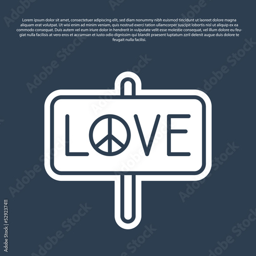 Blue line Peace icon isolated on blue background. Hippie symbol of peace. Vector