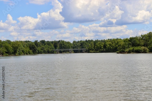 The beautiful view of the quiet lake in the country.