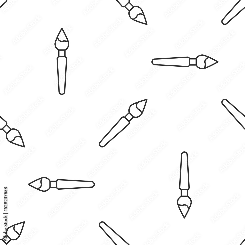 Grey line Paint brush icon isolated seamless pattern on white background. Vector Grey line Paint brush icon isolated seamless pattern on white background. Vector