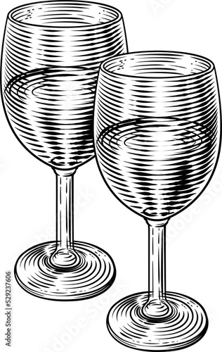 Wine Glasses Vintage Etchin...