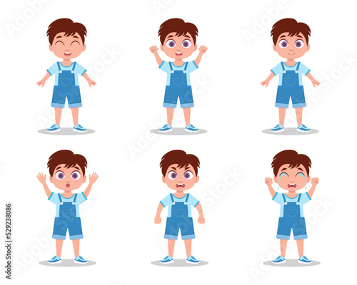 Boy emotions set, vector illustration