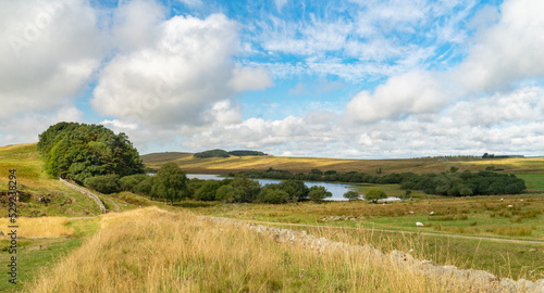 View of the Hadrian s Wall trail in Northumberland  UK