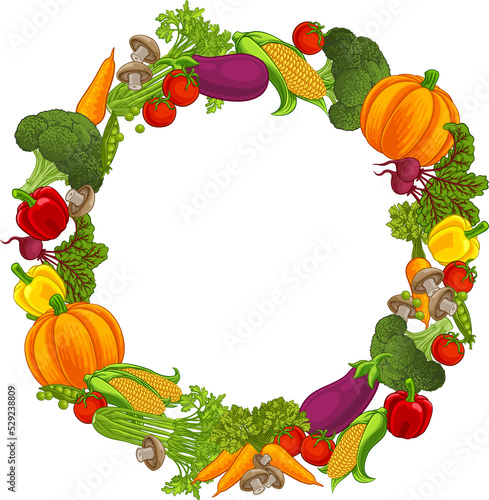 Vegetable Produce Food Circle Frame Background