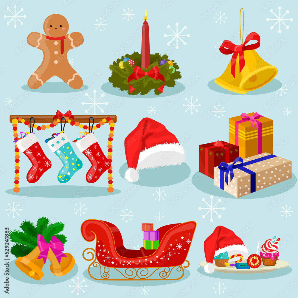 set of christmas icons set of christmas icons
