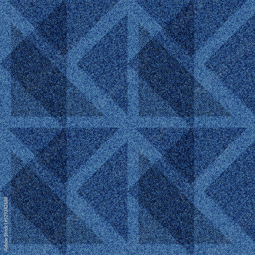 Seamless repeat vector pattern. Blue office carpet texture with zig zag pattern.
