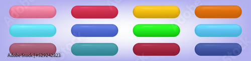 Click here icon 3d. A selection button to join or go to the site. Cursor, arrow for registration. Pointer to click, send a request. The action is to touch, apply, further, learn more. Vector set.