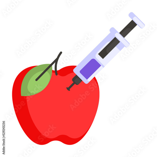 Bioengineered Fruits vector color icon design, Biochemistry symbol, Biotechnology and Biochemical Sign, Science and engineering stock illustration, genetically modified organism Concept