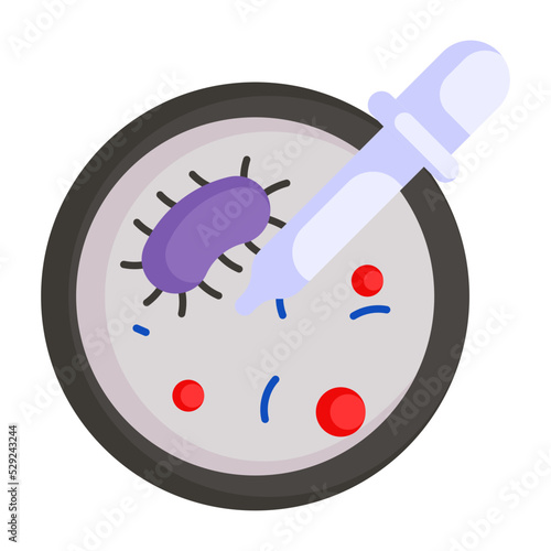bacterial culture analysis vector color icon design, Biochemistry symbol, Biotechnology and Biochemical Sign, Science and engineering stock illustration, cell culture dish Concept
