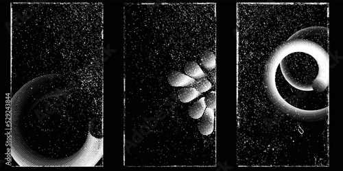 Social media covers with tiny roughen border frames and screen print textures . . grunge style . Post frame stories templates. Layout for promotion .Media banner .Vector 