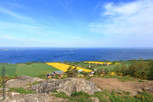 Sweden, Lake Vattern Area, Uppgranna, high angle countryside view from the Brahehus castle ruins photo