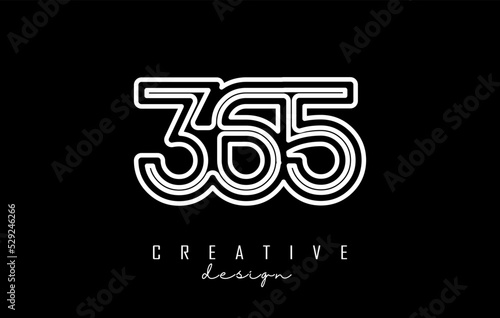 Outline Number 365 logo with a minimalist design. Icon with elegant, simple and numbers design.
