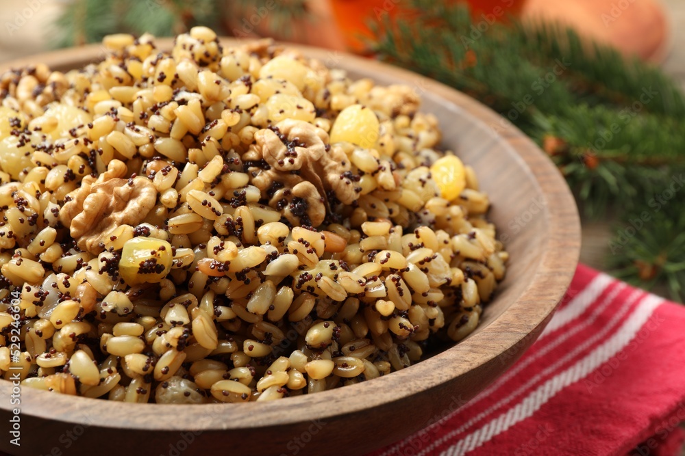 Obraz premium Traditional Christmas slavic dish kutia in bowl, closeup