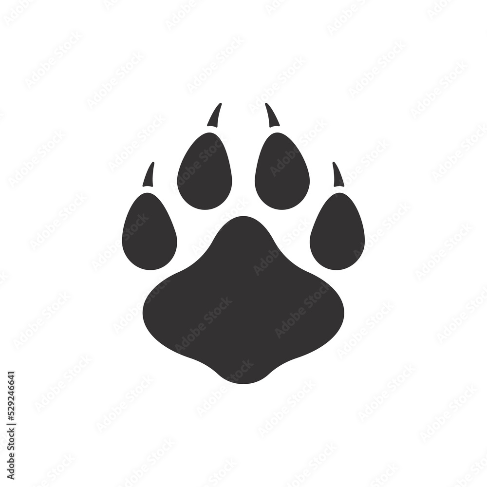 Fototapeta premium Dog and cat paws with sharp claws. cute animal footprints